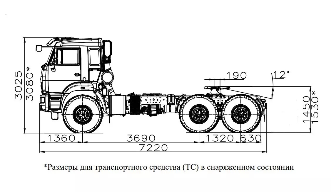 Седельный тягач 53504-76020-50 (6x6) на шасси КАМАЗ 53504-76020-50 